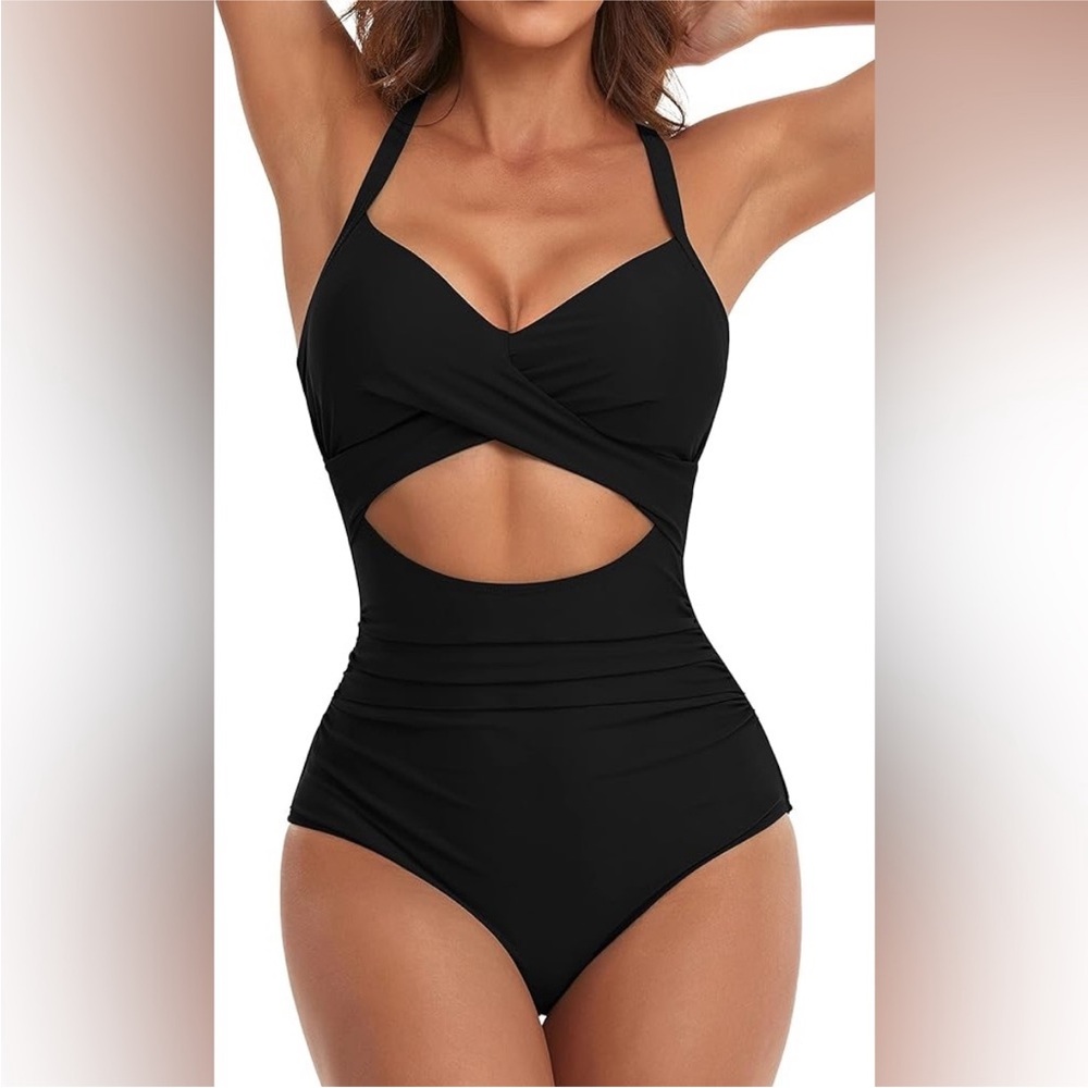 🌻 NWT EoMenie Cutout Tie Back One Piece Swim suit size Medium